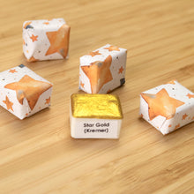 Load image into Gallery viewer, Star Gold (made from Kremer Pigment) Half Pan - Handmade Watercolor Paints (metallic)