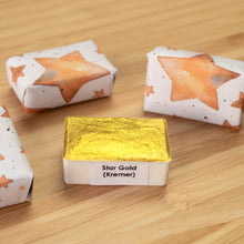 Load image into Gallery viewer, Star Gold FULL PAN (made from Kremer Pigment) - Handmade Watercolor Paints (metallic gold)
