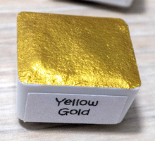 Load image into Gallery viewer, Yellow Gold Half Pan - Handmade Watercolor Paints (metallic)