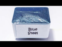 Load and play video in Gallery viewer, Blue Steel FULL PAN - Handmade Watercolor Paints (metallic gold)