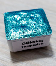 Load image into Gallery viewer, Glittering Turquoise - Handmade Watercolor Paints (glitter)
