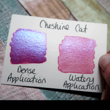 Load image into Gallery viewer, Cheshire Cat FULL PAN - Handmade Watercolor Paints (sparkly metallic)
