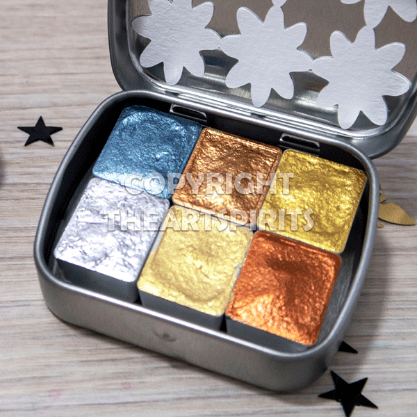 Gold and Silver Metallic Handpoured Watercolor Paint Set - Tuner